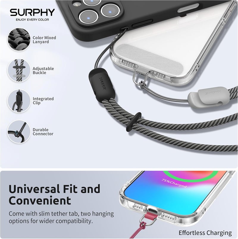SURPHY 3 Pack Phone Wrist Strap with CellPhone Tether Tab, Cellphone Lanyard, Phone Strap with 2-Color Braided, Wrist Lanyard - Image 2